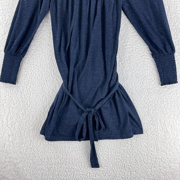 LOFT Blue Smocked Off The Shoulder Dress Womens Long Sleeve Pullover Size‎ SP - Picture 4 of 16